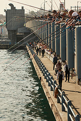 Image showing fishermen on the Galata Bridge