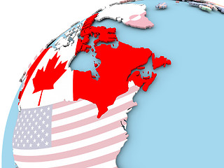 Image showing Canada on globe with flag