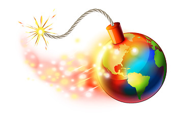 Image showing Global warming concept, planet on fire