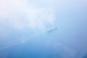Image showing Cargo ship passing through Istanbul sea.