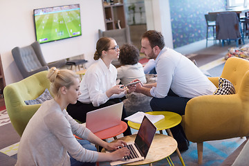 Image showing Startup Business Team At A Meeting at modern office building