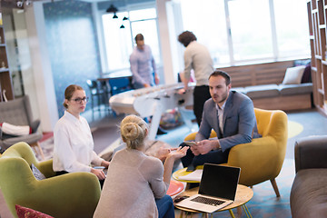 Image showing Startup Business Team At A Meeting at modern office building