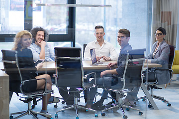 Image showing Startup Business Team At A Meeting at modern office building