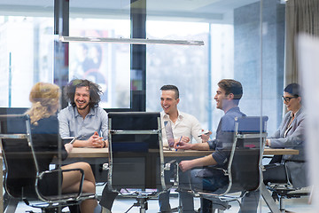 Image showing Startup Business Team At A Meeting at modern office building