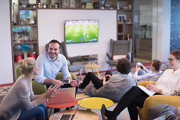 Image showing Startup Business Team At A Meeting at modern office building