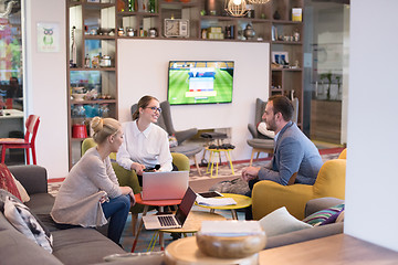 Image showing Startup Business Team At A Meeting at modern office building