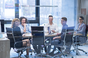 Image showing Startup Business Team At A Meeting at modern office building