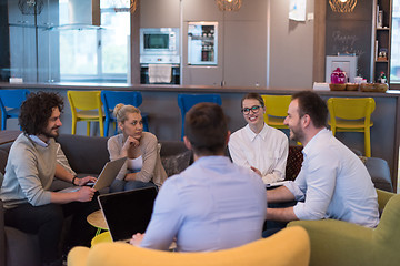 Image showing Startup Business Team At A Meeting at modern office building