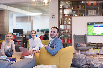 Image showing Startup Business Team At A Meeting at modern office building