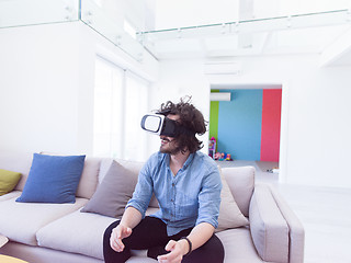 Image showing man using VR-headset glasses of virtual reality