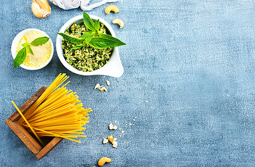 Image showing pasta and pesto