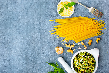 Image showing pasta and pesto