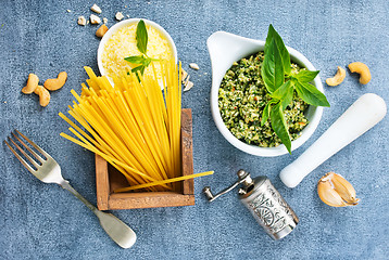 Image showing pasta and pesto