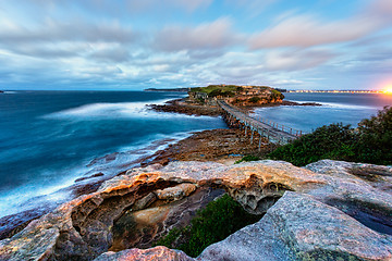 Image showing Windy views of the bridge across to Bare Island La Perouse