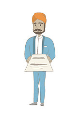 Image showing Hindu businessman holding a contract.
