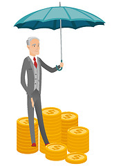 Image showing Caucasian business insurance agent with umbrella.