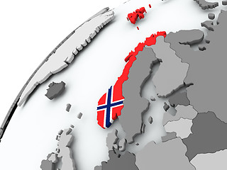 Image showing Flag of Norway on grey globe