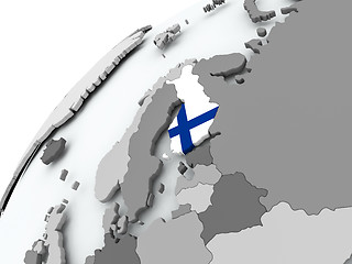 Image showing Flag of Finland on grey globe