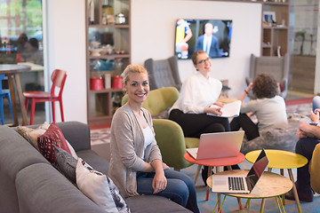 Image showing Startup Business Team At A Meeting at modern office building