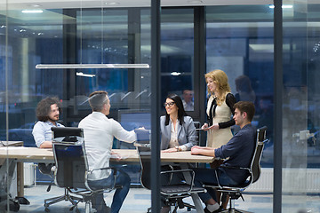 Image showing Startup Business Team At A Meeting at modern office building