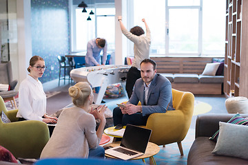 Image showing Startup Business Team At A Meeting at modern office building