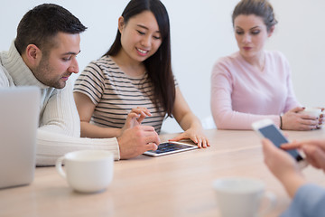 Image showing Startup Business Team At A Meeting at modern office building