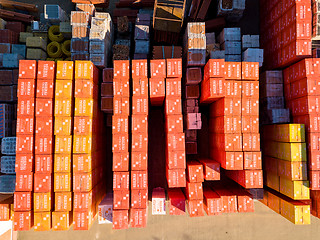 Image showing Ukraine, Kiev. April 08, 2018. Building store Epicentr K - warehouse storage of building materials - aerated concrete and heat-insulating panels.