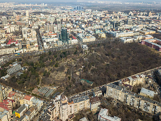 Image showing Panoramic view of the town of Kiv with a botanical garden and the University of Shevchenko in the side