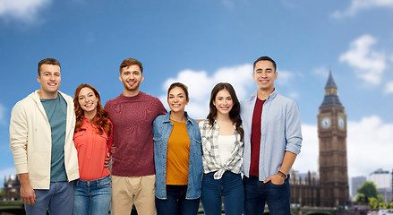 Image showing group of smiling friends over london