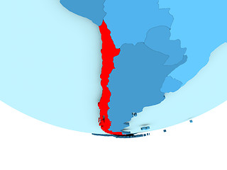 Image showing Chile in red on blue map