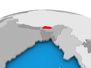 Image showing Bhutan on political globe