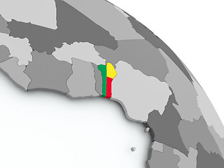 Image showing Map of Benin with flag on globe