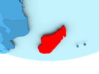 Image showing Madagascar in red on blue map