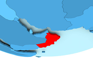 Image showing Oman in red on blue map