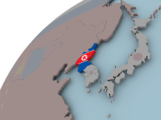 Image showing Map of North Korea with flag