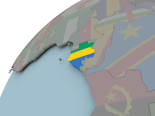 Image showing Map of Gabon with flag