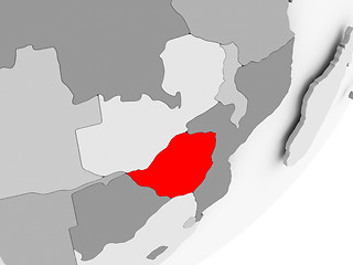 Image showing Zimbabwe in red on grey map