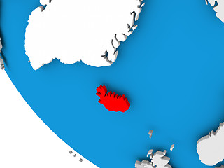 Image showing Iceland on political globe