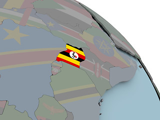 Image showing Map of Uganda with flag