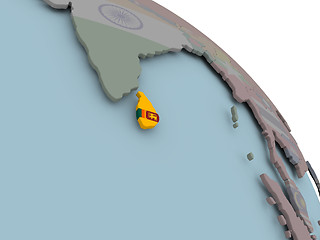 Image showing Map of Sri Lanka with flag