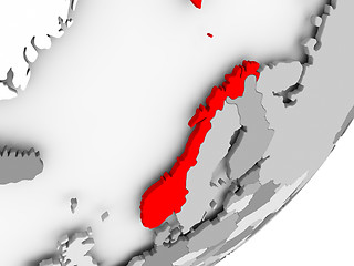 Image showing Norway in red on grey map