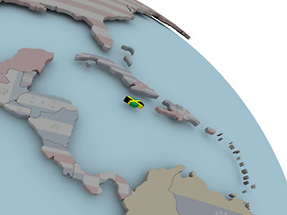 Image showing Map of Jamaica with flag