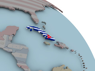 Image showing Map of Cuba with flag