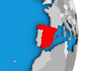 Image showing Spain on globe