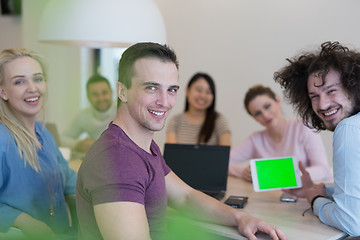 Image showing Startup Business Team At A Meeting at modern office building