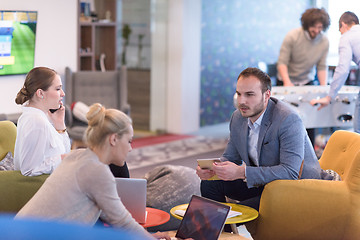 Image showing Startup Business Team At A Meeting at modern office building