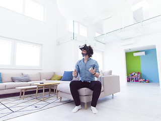 Image showing man using VR-headset glasses of virtual reality