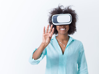 Image showing black girl using VR headset glasses of virtual reality