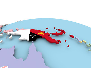 Image showing Flag of Papua New Guinea on bright globe