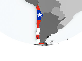 Image showing Chile with flag on globe